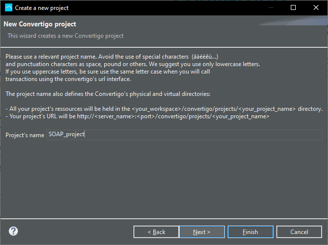 SOAP Web Service New project name