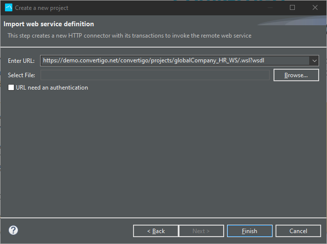 SOAP Web Service New project WSDL