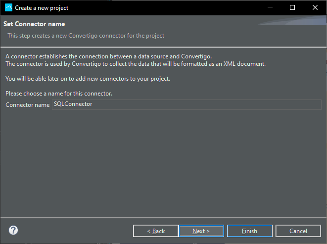 SQL project connector name