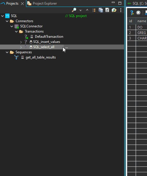 SQL call transaction step