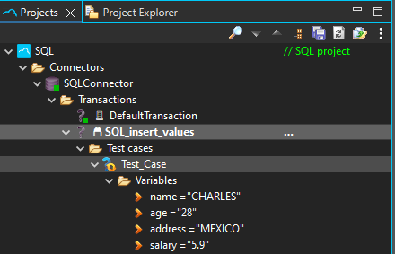 SQL project test case response