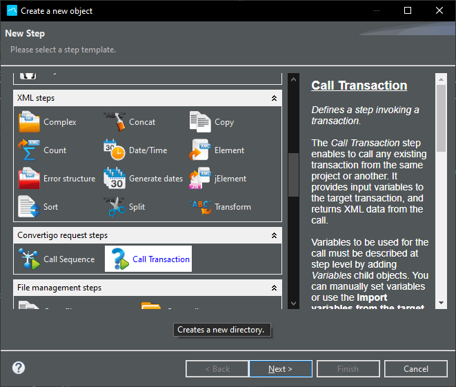 Step Call Transaction