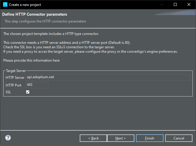 REST project connector parameters