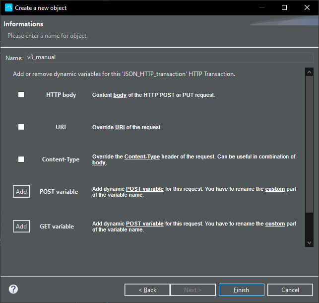 REST transaction name and variables
