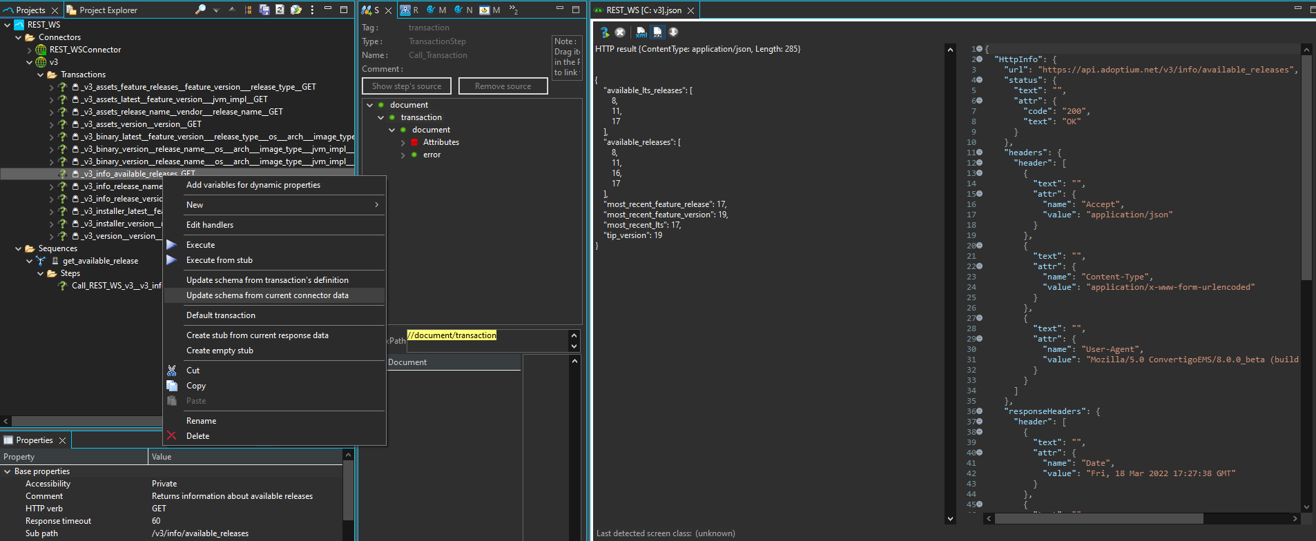 REST transaction update schema